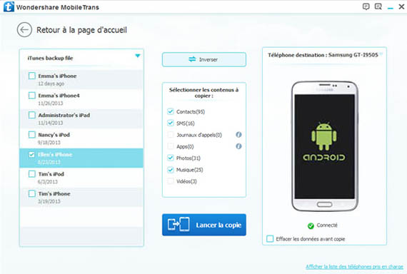 restaurer des données sur un Samsung Galaxy S5