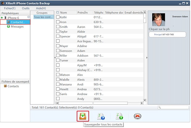 sauvegarder des contacts iPhone sur un ordinateur