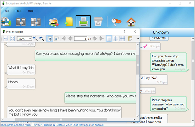 imprimer les chats WhatsApp directement depuis android