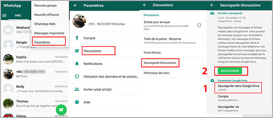 Sauvegarde discussions WhatsApp