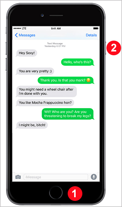 en prenant la capture d'écran des messages iPhone