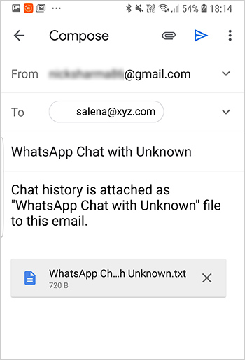 envoyer des chats WhatsApp sur Android pour l'impression